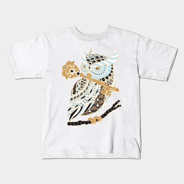 Vintage Great Horned Owl Kids T-Shirt by heartlocked